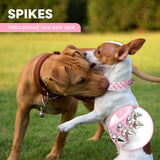 "Stylish Pink Spiked Leather Dog Collar - Adjustable & Soft for Small Breeds like Chihuahua, Yorkshire, Shih Tzu & More!"