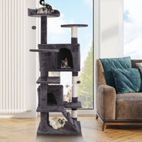 Multi-Level 55-Inch Cat Tree Tower Condo with Safety Features and Scratch Post