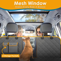 Premium Waterproof Dog Car Seat Cover - Nonslip, Scratchproof & Hammock Design with Bonus Seat Belt - Perfect for SUVs, Trucks & Cars with Front Mesh Window