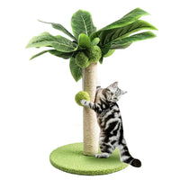 Cute Green Leaves Cat Scratching Post - Sisal Rope Indoor Cat Tree for Kittens and Cats