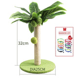 ```Indoor Cat Scratching Post with Sisal Rope and Green Leaves Design```