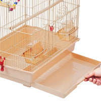 39-Inch Almond Metal Parrot Cage for Small Birds