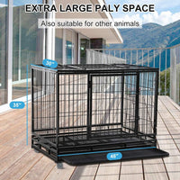 Dog Cage Crate Heavy Duty Sturdy Metal.           48/42/36" Large Pet Dog Kennel Fence for Training, Indoor and Outdoor Dog Fence with Lockable Wheels and Plastic Tray and Double Door and Lock Design,Black