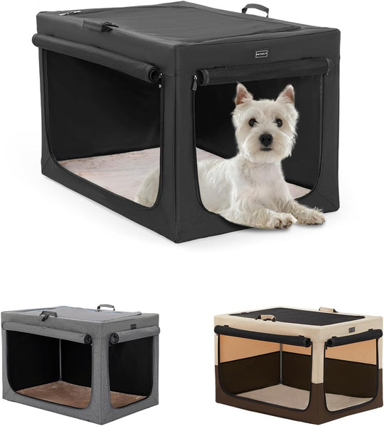 "Adjustable Soft Dog Crate with Chew Proof Mesh Windows, Ideal for Travel - 26 Inch"