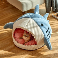 Luxury Plush Shark Bed for Cat and Small Dog 