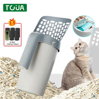 Self-Cleaning Cat Litter Scoop with Waste Bags and Filter - Pet Waste Removal Tool for Litter Box