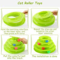 Interactive 3-Layer Cat Track Toy with Electric Rotating Ball - 360° Rotation