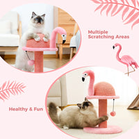 Sisal Cat Scratching Post with Flamingo Design for Small Cats - Pink