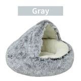 Cozy 2-in-1 Winter Plush Cat & Small Dog Bed & Sleep Bag 