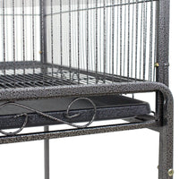 Large 53" Rolling Bird Cage with Stand - Ideal Lovebird House in Stylish Black Finish