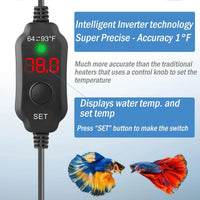 10W Mini Aquarium Heater with Digital Thermostat - Adjustable Temperature (64-93°F), USB Powered, Automatic Power-Off