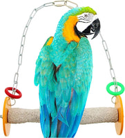 "Swinging Pumice Perch Bird Toy for Trimming Nails and Beaks - Safe and Non-Toxic Cage Accessory for Small and Large Birds, 10.5 Inches"