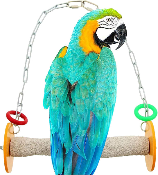 "Swinging Pumice Perch Bird Toy for Trimming Nails and Beaks - Safe and Non-Toxic Cage Accessory for Small and Large Birds, 10.5 Inches"