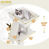 Deluxe Beige Cat Tree with Condo, Scratching Post, Hammock, and Hanging Ball