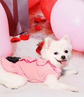 "Adorable Pink Dog Birthday Dress - Princess Turtleneck Skirt with Velvet Bow for Small & Medium Girls!"