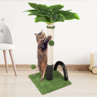 Professional title: "38" Tall Green Cat Scratching Post for Indoor Cats with Dangling Ball and Spring Ball"