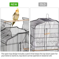 64" Large Rolling Metal Bird Cage with Open Top, Black