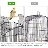 64" Large Rolling Metal Bird Cage with Open Top, Black