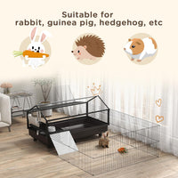 "Multi-functional Rolling Small Animal Habitat with Expandable Run Area – Perfect for Rabbits, Guinea Pigs, and Hedgehogs – Includes Water Bottle, Food Bowl, and Ramps | 46.5”"