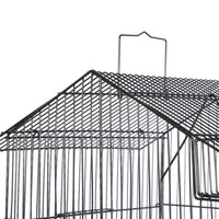 "Large House Shape Bird Cage for Parrots - 39 Inch, Sturdy Metal Frame in Black"