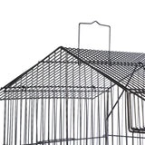 "Large House Shape Bird Cage for Parrots - 39 Inch, Sturdy Metal Frame in Black"