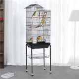 "Large Rolling Bird Cage with Perches - Sleek Black Design"