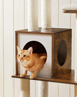 Woody wonders 65-Inch Modern Cat Tower - Multi-Level Indoor Cat Condo with 5 Scratching Posts.