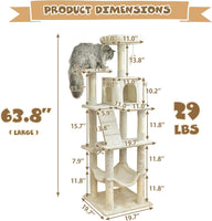 Professional title: 
"Multi-Level Cat Tree for Large Cats with Scratching Posts, Platform, Hammock, and Condo - Beige"