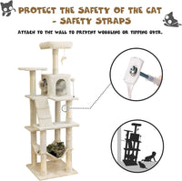 Professional title: 
"Multi-Level Cat Tree for Large Cats with Scratching Posts, Platform, Hammock, and Condo - Beige"