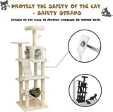 Professional title: 
"Multi-Level Cat Tree for Large Cats with Scratching Posts, Platform, Hammock, and Condo - Beige"