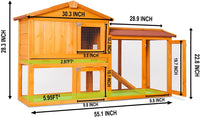 58" Chicken Coop Large House            58‘’ Wooden Hen House Outdoor Bunny Rabbit Hutch with Ventilation Door, Removable Tray & Ramp Garden Backyard Pet House (58 Inches)