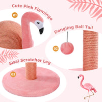 Sisal Cat Scratching Post with Flamingo Design for Small Cats - Pink