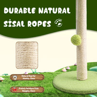 ```Indoor Cat Scratching Post with Sisal Rope and Green Leaves Design```