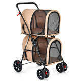 4-In-1 Double Dog & Cat Stroller with Detachable Carrier and Travel Carriage