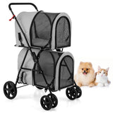 4-In-1 Double Dog & Cat Stroller with Detachable Carrier and Travel Carriage