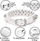 "Stylish White Soft Leather Spiked Dog Collar - Adjustable Anti-Bite Design for Small Breeds like Chihuahua, Yorkshire, Shih Tzu, Poodle & Pit Bull (XS)"