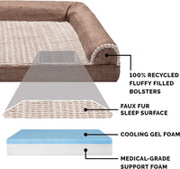 Luxury Cooling Gel Dog Bed with Removable Bolsters & Washable Cover     