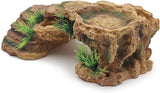 Small Turtle Basking Platform for Reptile Terrarium with Hideout Cave Ornament