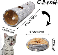 Deluxe Interactive Collapsible Cat Tunnel with Plush Ball Toys - Perfect for Cats, Rabbits, Ferrets, and All Small Pets!