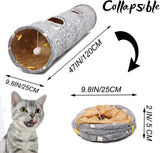 Deluxe Interactive Collapsible Cat Tunnel with Plush Ball Toys - Perfect for Cats, Rabbits, Ferrets, and All Small Pets!