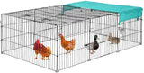 Metal Chicken Coop Cage Walk-In Rabbit Enclosure Pen Outdoor Backyard Chicken Run Pen with Waterproof Cover for Rabbit Duck Hen, 72" X 48"