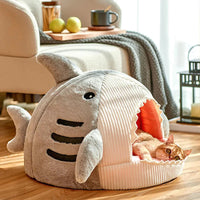 Luxury Plush Shark Bed for Cat and Small Dog 