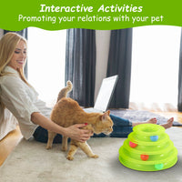 Interactive 3-Layer Cat Track Toy with Electric Rotating Ball - 360° Rotation