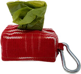 Handmade Dog Waste Bag Dispenser with Carabiner and YKK Zipper - Hot Tamale