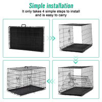 "Large Metal Folding Dog Crate Cage for Big Dogs - Double Door Design"