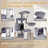 Deluxe 37.4'' Cat Tree Tower with Condo, Scratching Posts, and Two Hammocks 