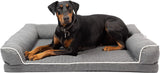 "Cozy Quilted Memory Foam Dog Couch: The Ultimate XXL Washable Dog Bed with Calming Nonslip Bottom!"