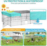 Metal Chicken Coop Cage Walk-In Rabbit Enclosure Pen Outdoor Backyard Chicken Run Pen with Waterproof Cover for Rabbit Duck Hen, 72" X 48"