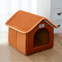 Soft Leopard Winter Pet House with Foldable Bed - Cozy Sofa for Small to Medium Dogs