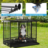 Dog Cage Crate Heavy Duty Sturdy Metal.           48/42/36" Large Pet Dog Kennel Fence for Training, Indoor and Outdoor Dog Fence with Lockable Wheels and Plastic Tray and Double Door and Lock Design,Black